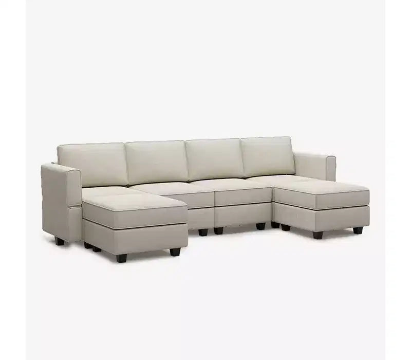 Canapé modulaire en velours Belffin avec coffre de rangement (6 assises + 6 accoudoirs)
