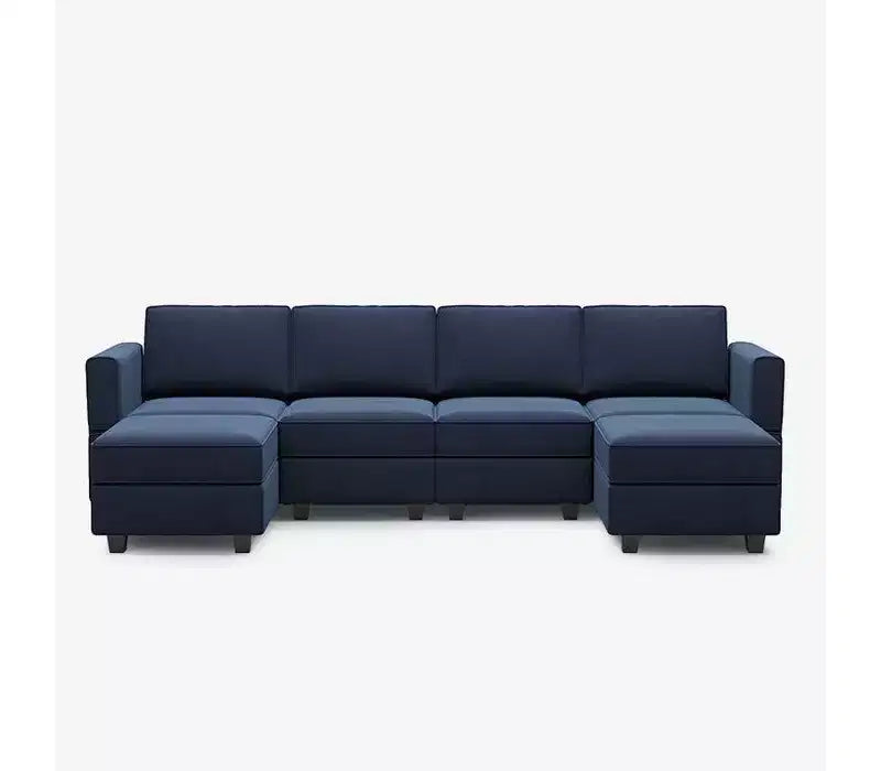 Canapé modulaire en velours Belffin avec coffre de rangement (6 assises + 6 accoudoirs)