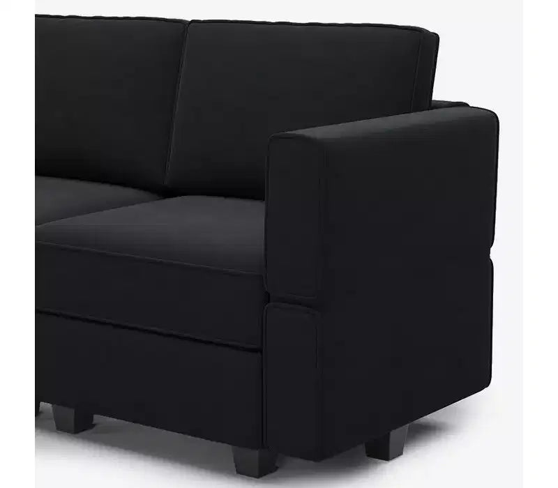 Canapé modulable en velours Belffin avec assise de rangement (5 assises + 6 côtés)