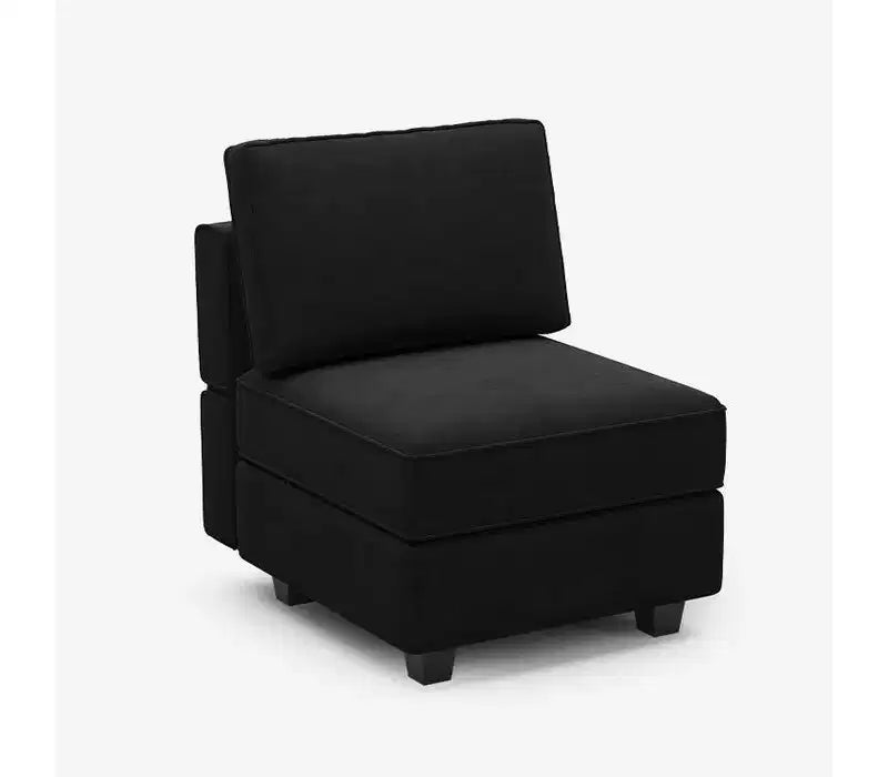 Canapé modulable en velours Belffin avec assise de rangement (5 assises + 6 côtés)