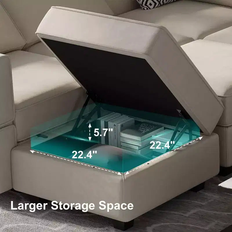 Canapé-lit modulaire Belffin en velours avec rangement (9 assises + 9 côtés)
