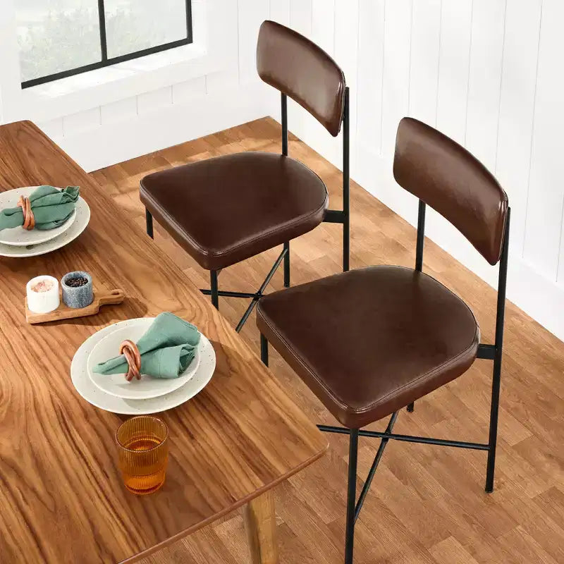 Chaise de salle à manger en similicuir (lot de 2) de Best Choice Products, hauteur standard avec cadre en métal