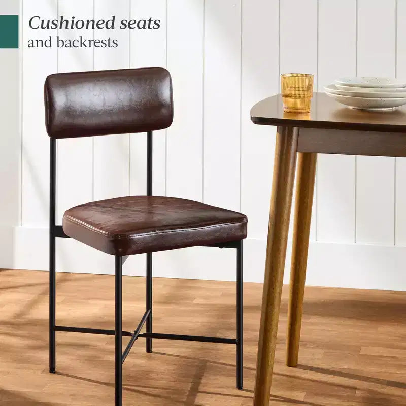 Chaise de salle à manger en similicuir (lot de 2) de Best Choice Products, hauteur standard avec cadre en métal