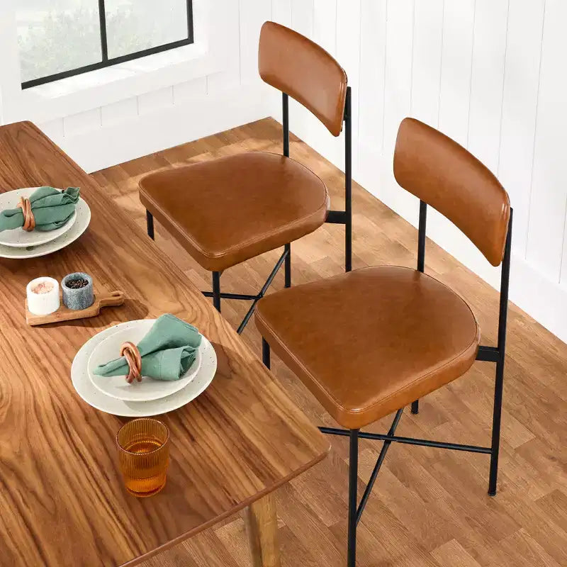 Chaise de salle à manger en similicuir (lot de 2) de Best Choice Products, hauteur standard avec cadre en métal