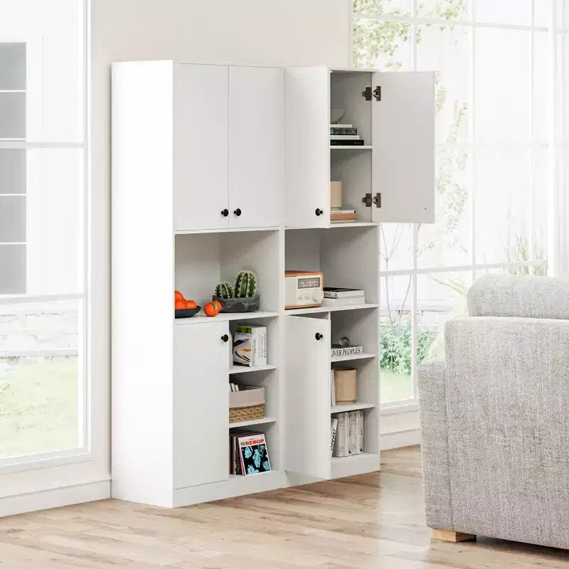 Meuble de rangement pour garde-manger Costway 166,4 cm de haut, meuble de cuisine moderne avec support micro-ondes marron/blanc