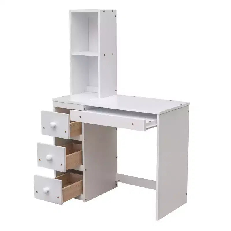 Lit mezzanine Whisen de 95,1 po L x 79,5 po l avec lit indépendant, escalier de rangement, bureau, étagères et tiroirs