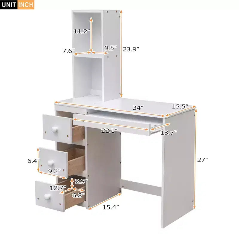 Lit mezzanine Whisen de 95,1 po L x 79,5 po l avec lit indépendant, escalier de rangement, bureau, étagères et tiroirs
