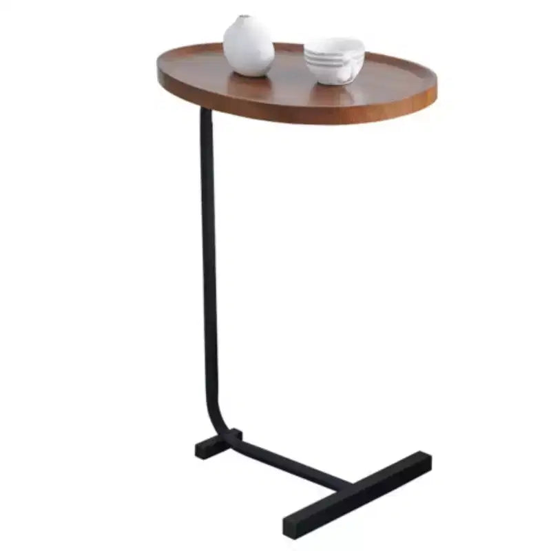 Table d'appoint en C marron, table de canapé compacte pour salon