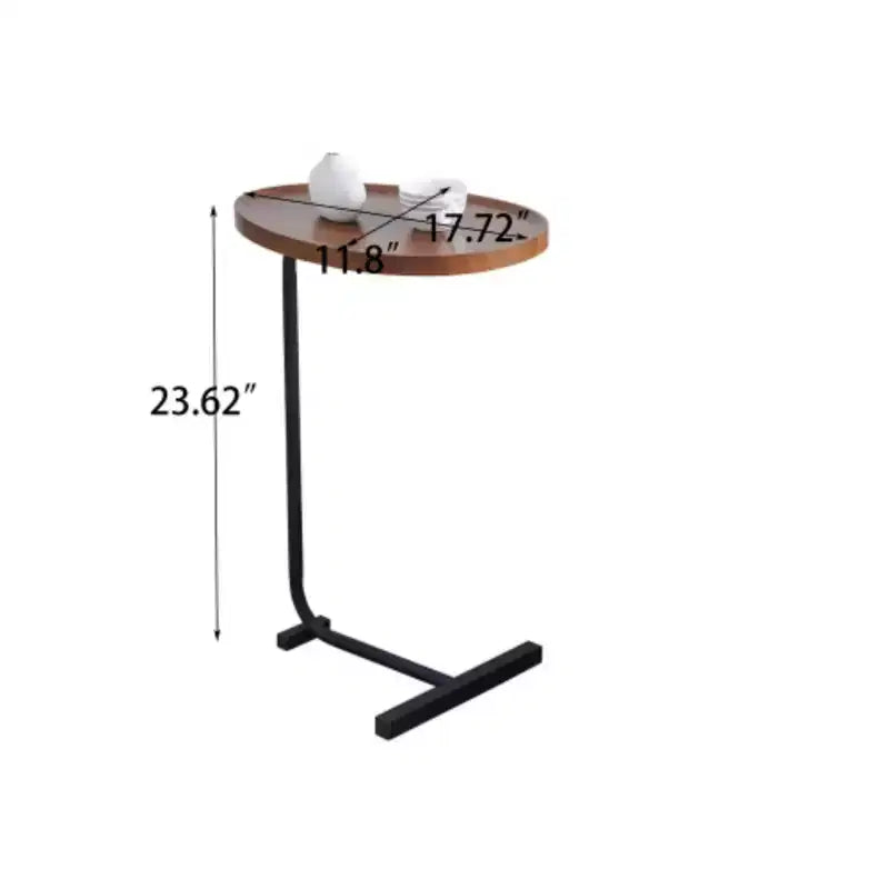 Table d'appoint en C marron, table de canapé compacte pour salon