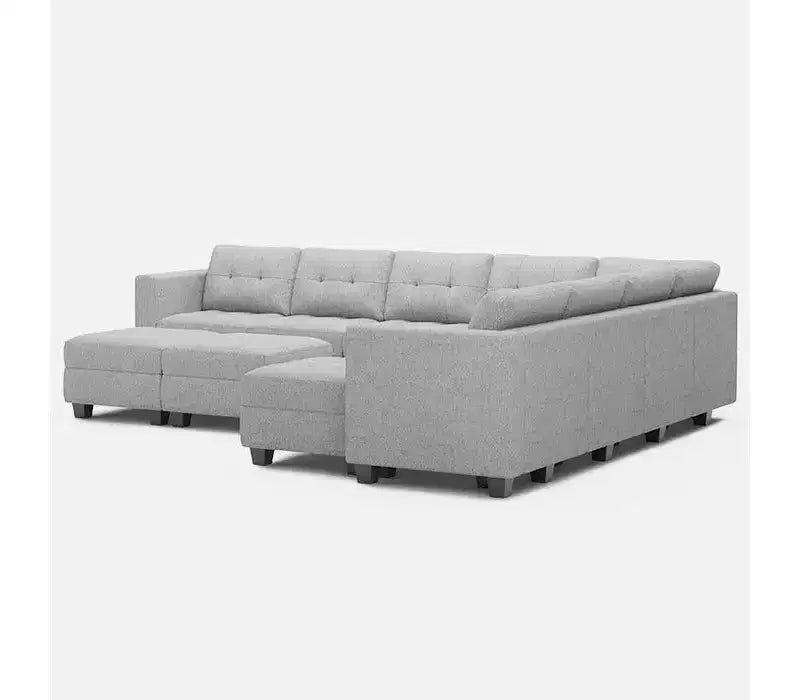 Canapé modulable Belffin Weave avec siège de rangement et pouf (9 places + 11 côtés)