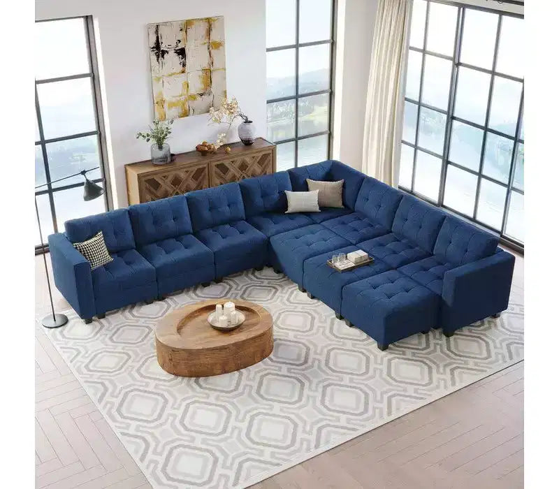 Canapé modulable Belffin Weave avec siège de rangement et pouf (9 places + 11 côtés)
