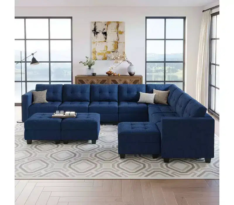 Canapé modulable Belffin Weave avec siège de rangement et pouf (9 places + 11 côtés)