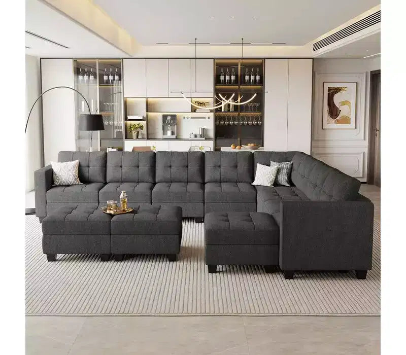 Canapé modulable Belffin Weave avec siège de rangement et pouf (9 places + 11 côtés)