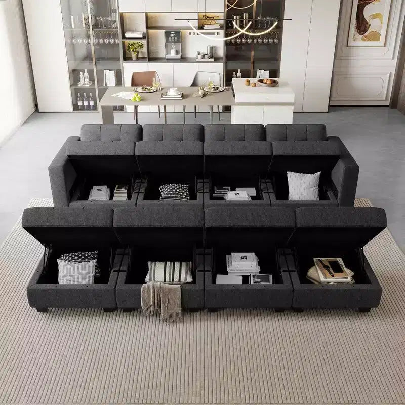 Canapé-lit modulaire Belffin Weave avec rangement (8 places + 6 côtés)