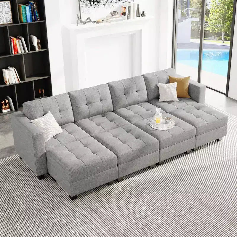Canapé-lit modulaire Belffin Weave avec rangement (8 places + 6 côtés)