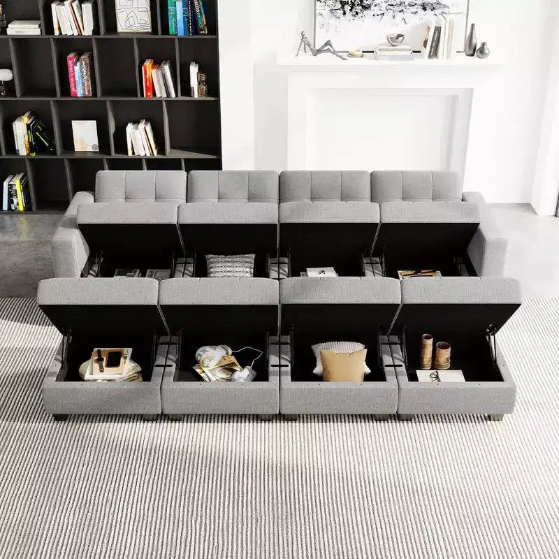 Canapé-lit modulaire Belffin Weave avec rangement (8 places + 6 côtés)