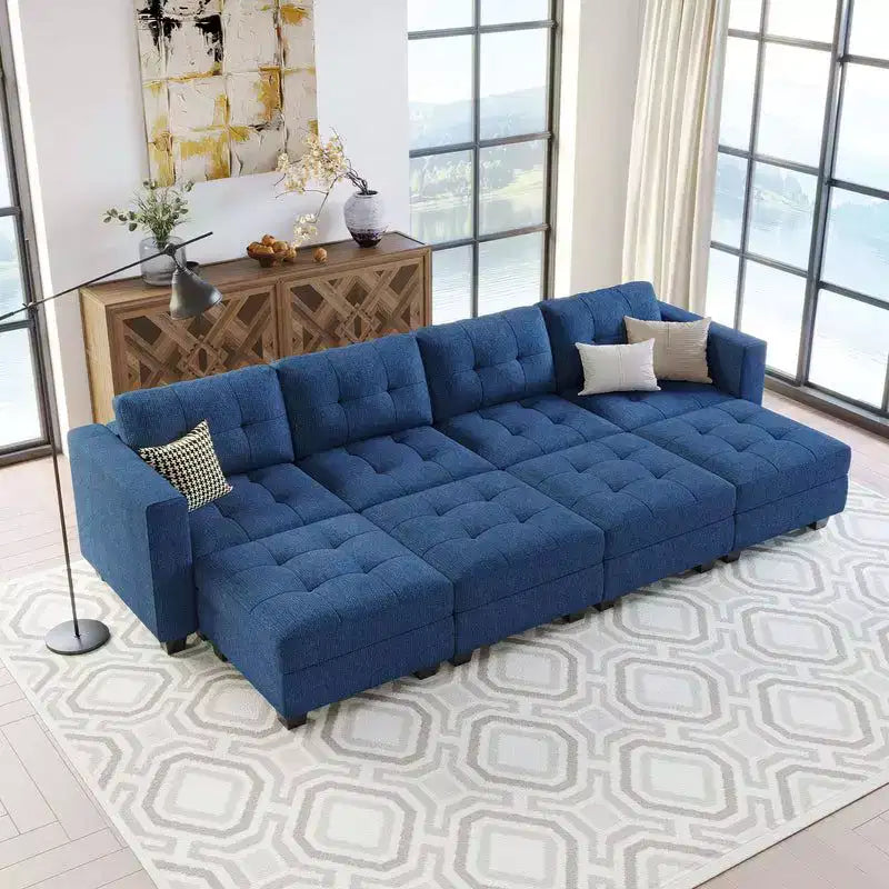 Canapé-lit modulaire Belffin Weave avec rangement (8 places + 6 côtés)
