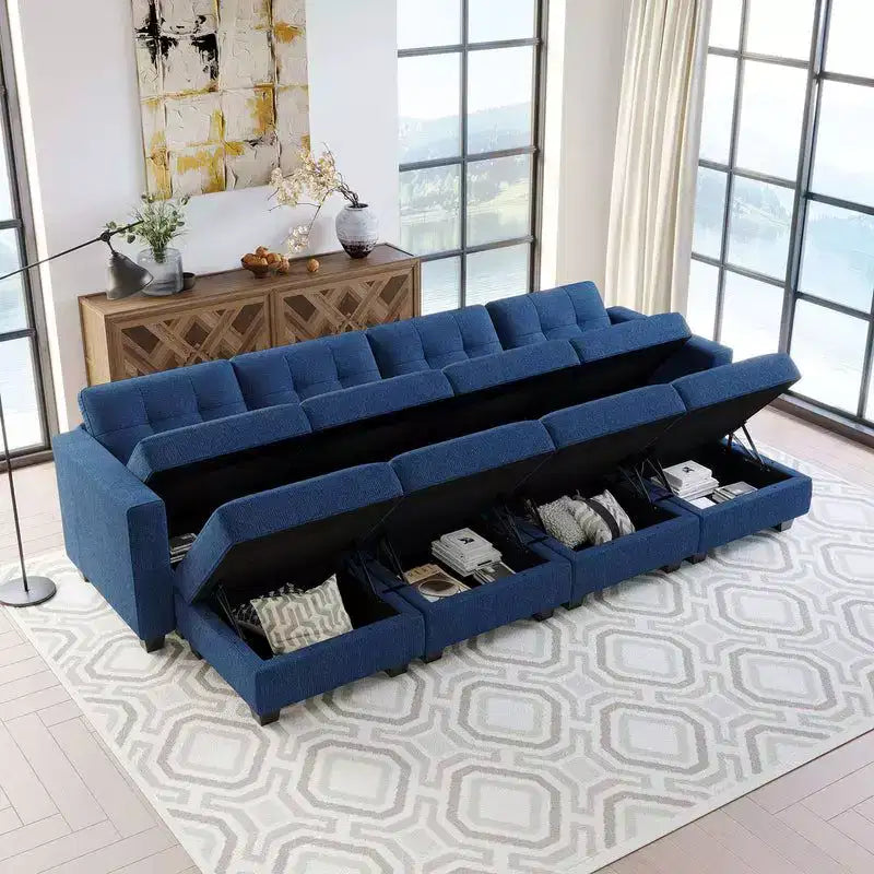 Canapé-lit modulaire Belffin Weave avec rangement (8 places + 6 côtés)