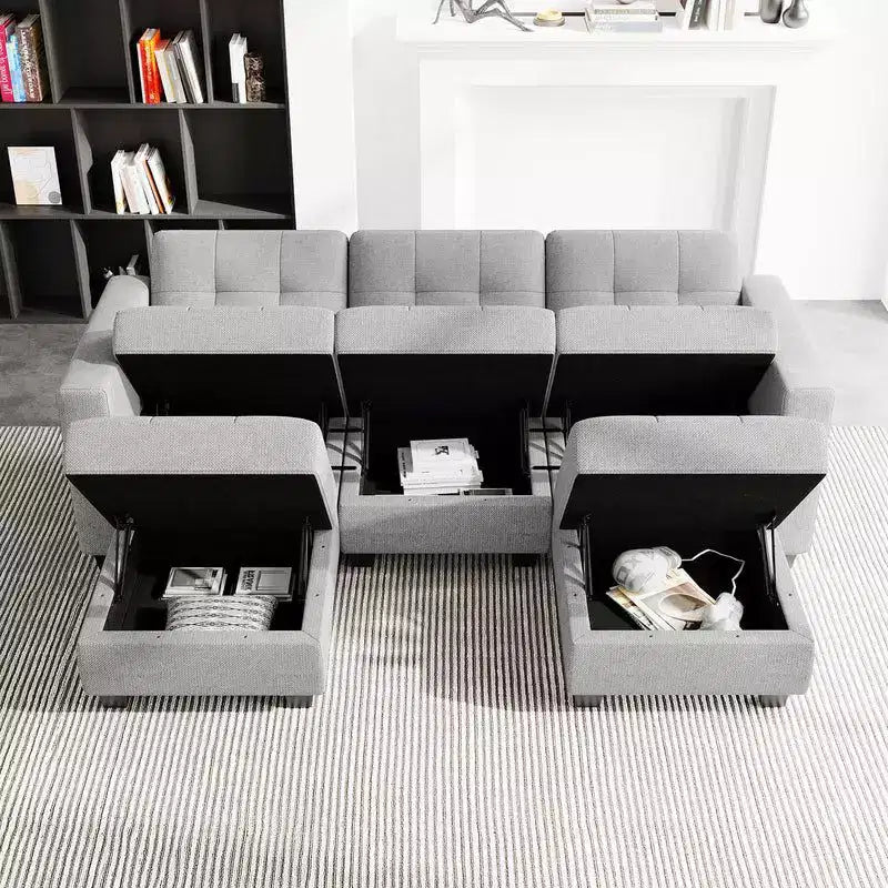 Canapé Modulable Belffin en Tissu avec Rangement (5 Places + 5 Côtés)