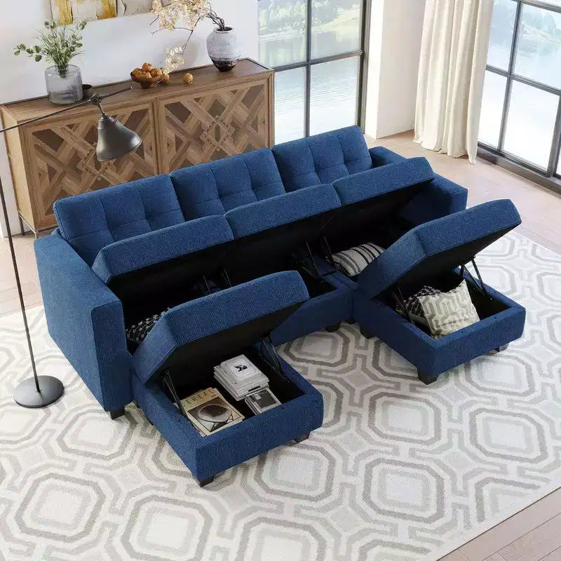 Canapé Modulable Belffin en Tissu avec Rangement (5 Places + 5 Côtés)