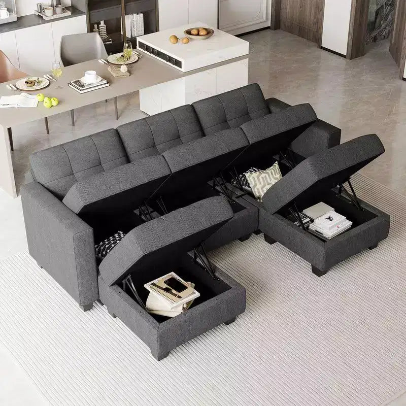 Canapé Modulable Belffin en Tissu avec Rangement (5 Places + 5 Côtés)