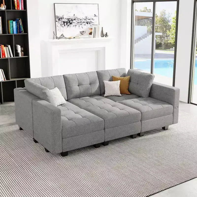 Canapé-lit modulaire Belffin Weave avec siège de rangement (6 places + 7 côtés)