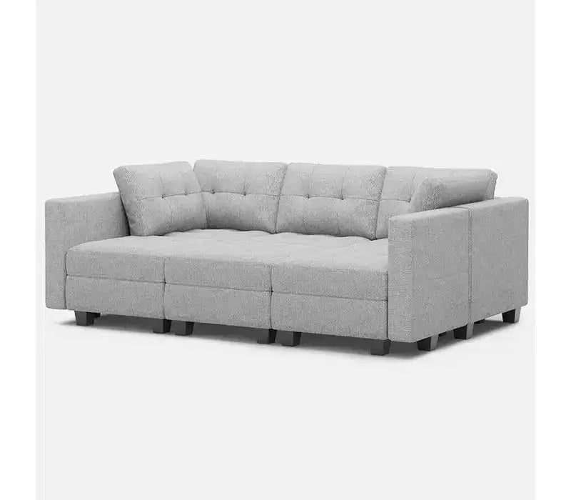 Canapé-lit modulaire Belffin Weave avec siège de rangement (6 places + 7 côtés)