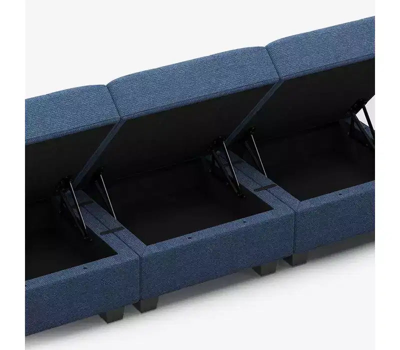 Canapé-lit modulaire Belffin Weave avec siège de rangement (6 places + 7 côtés)