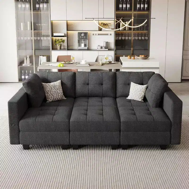 Canapé-lit modulaire Belffin Weave avec siège de rangement (6 places + 7 côtés)