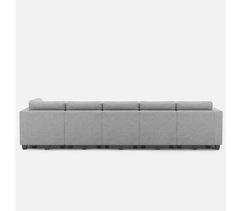 Canapé modulaire tressé Belffin avec assise de rangement et pouf (8 places + 8 côtés)