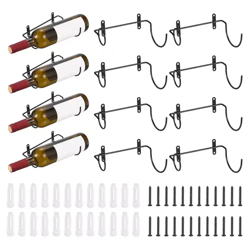 Unique Bargains Spiral Metal Wine Bottle Display Holder Wall Storage Shelf 12 Pcs