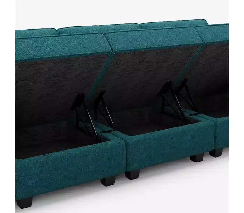 Canapé-lit modulaire Belffin Terry avec siège de rangement (9 places + 7 accoudoirs)
