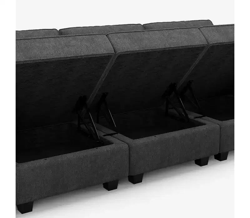 Canapé-lit modulaire Belffin Terry avec siège de rangement (9 places + 7 accoudoirs)