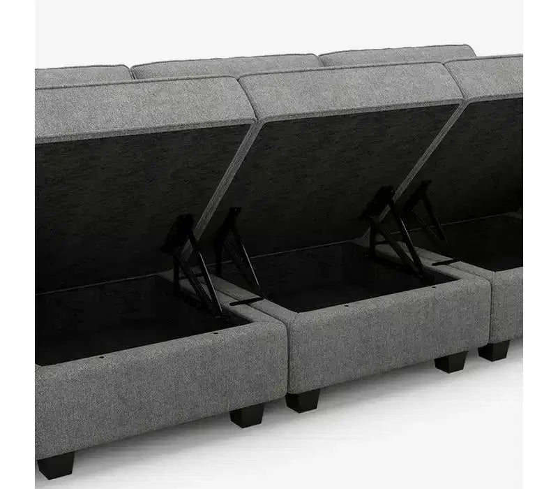 Canapé-lit modulaire Belffin Terry avec siège de rangement (9 places + 7 accoudoirs)