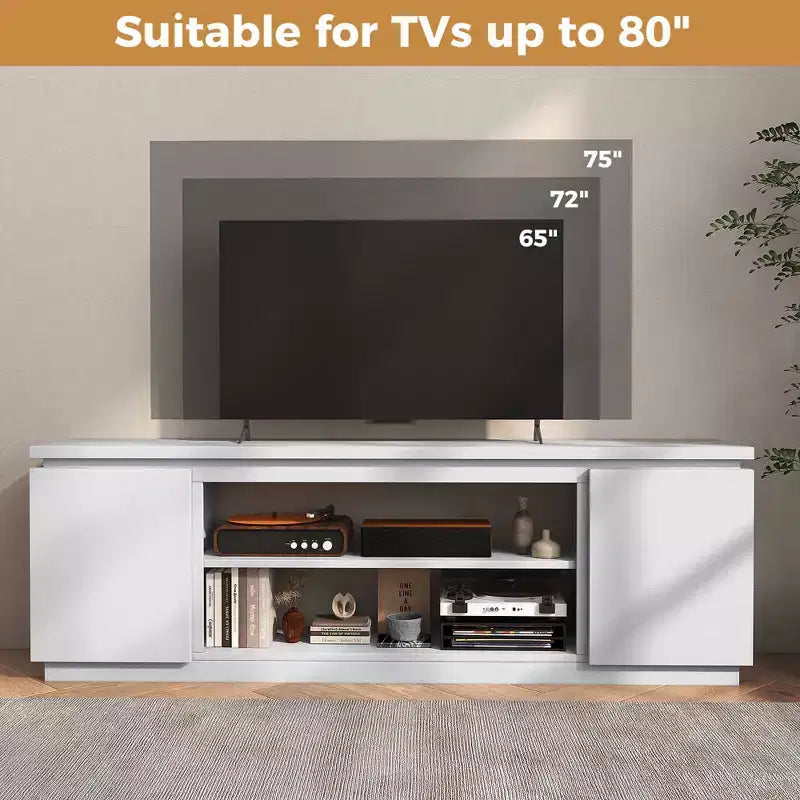 Meuble TV cheminée Costway pour téléviseurs jusqu'à 80 pouces avec cheminée électrique 3 étagères réglables Noir/Blanc