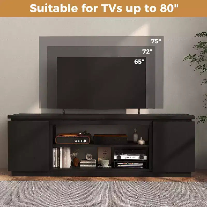 Meuble TV cheminée Costway pour téléviseurs jusqu'à 80 pouces avec cheminée électrique 3 étagères réglables Noir/Blanc