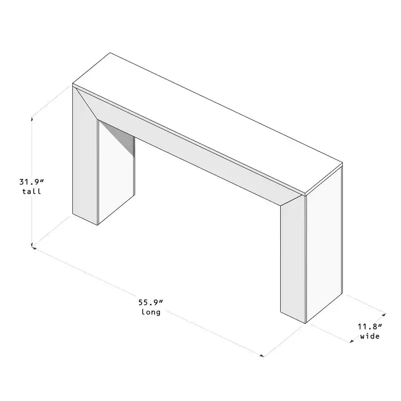 Console table Plank+Beam Grand, 56 po, en bois massif, moderne, pour canapé, table d'entrée pour couloir, derrière le canapé, salon, foyer