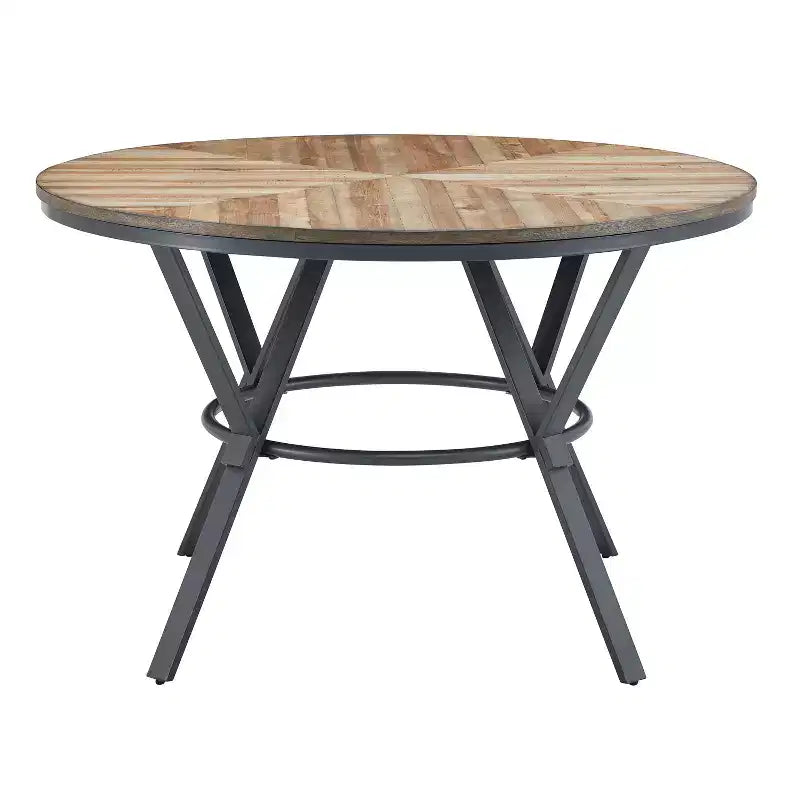 Ensemble de salle à manger 5 pièces avec 4 chaises de salle à manger et table ronde/carrée, Noir+Naturel/Noyer-ModernLuxe