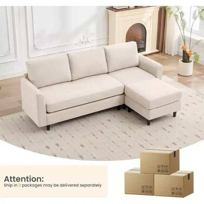 Canapé d'angle Hyleory en tissu respirant doux au design chaleureux et épuré