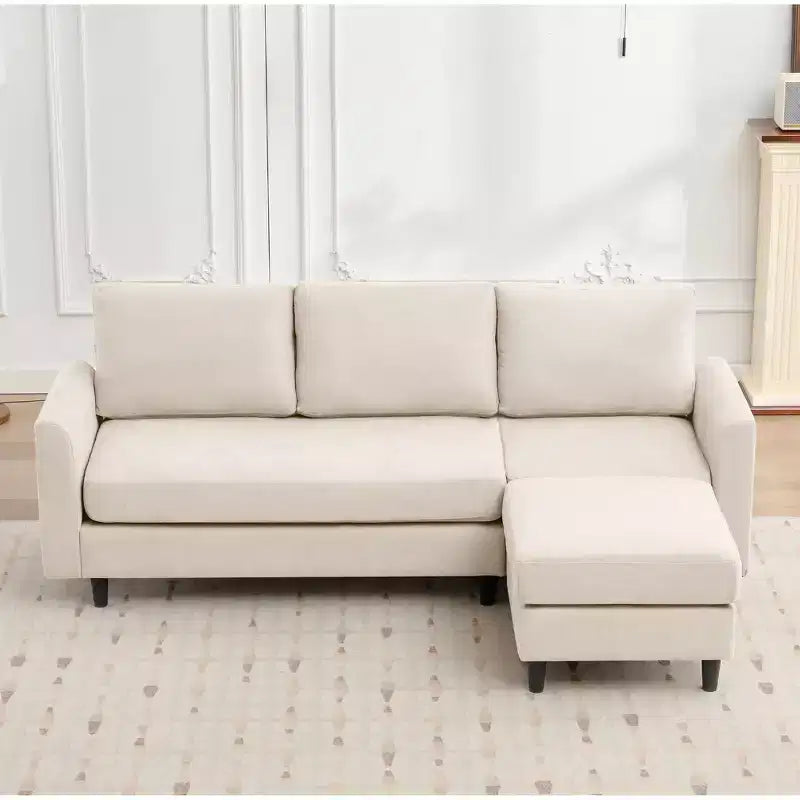 Canapé d'angle Hyleory en tissu respirant doux au design chaleureux et épuré