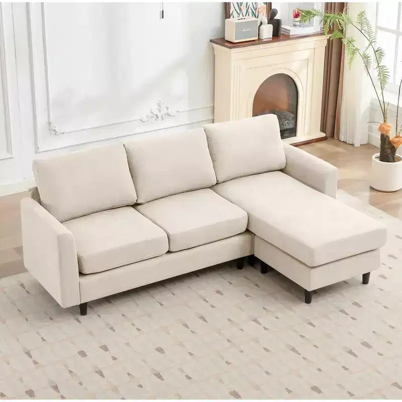 Canapé d'angle Hyleory en tissu respirant doux au design chaleureux et épuré