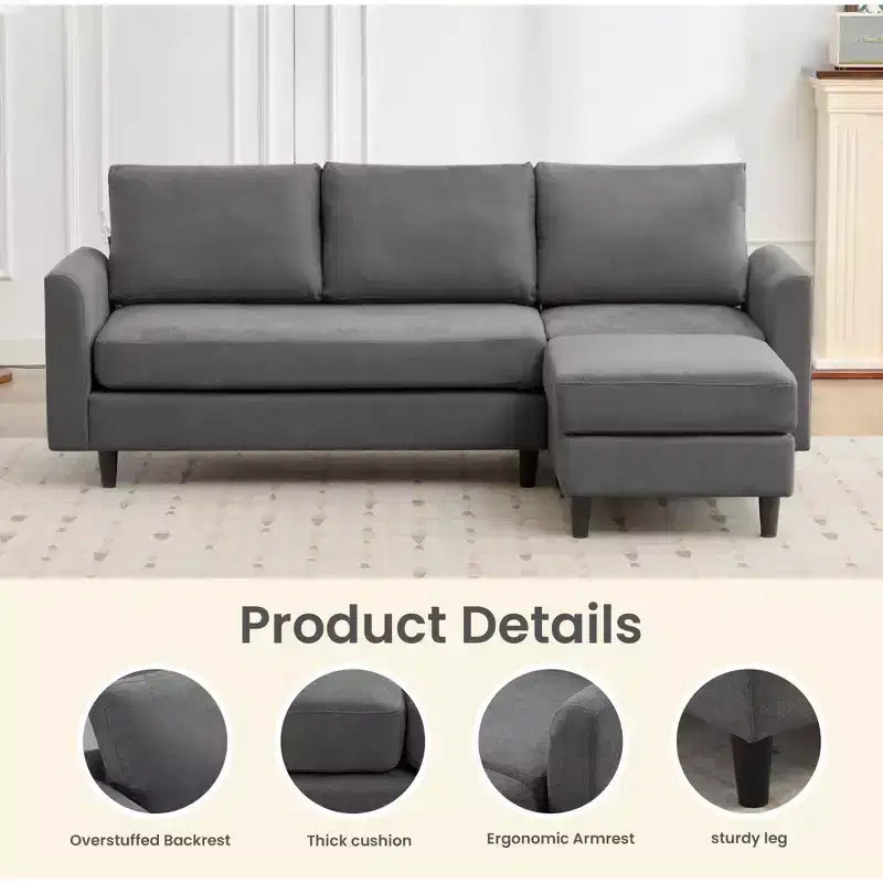 Canapé d'angle Hyleory en tissu respirant doux au design chaleureux et épuré