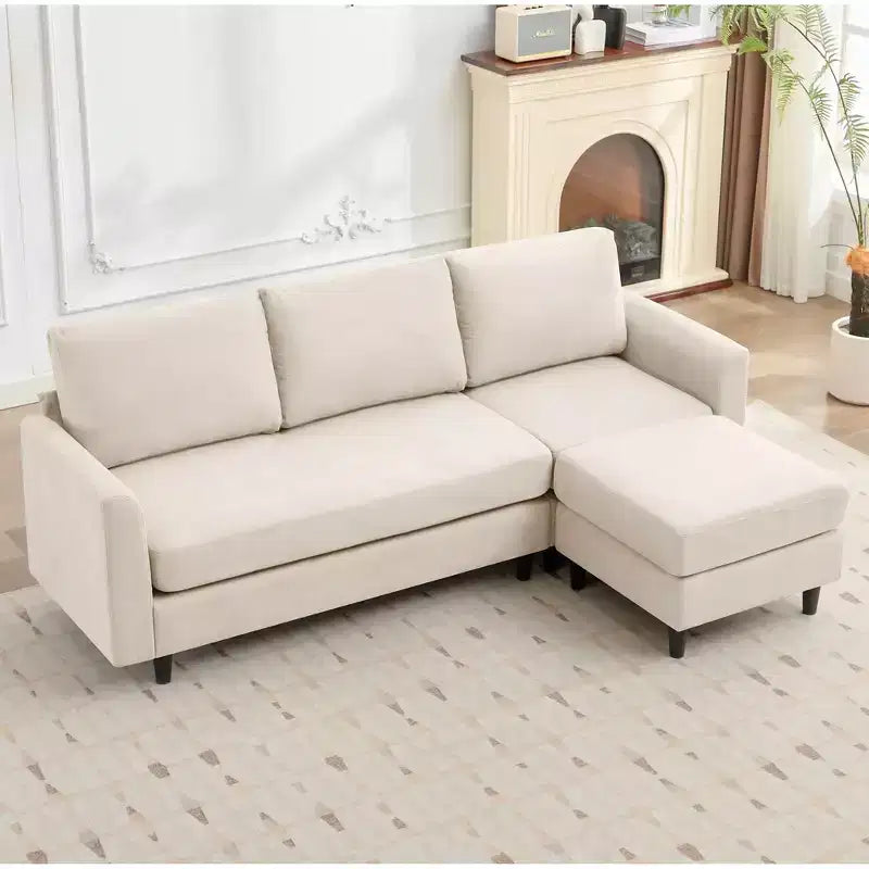Canapé d'angle Hyleory en tissu respirant doux au design chaleureux et épuré