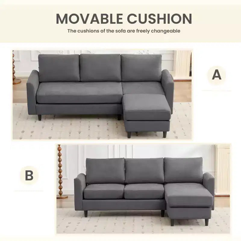 Canapé d'angle Hyleory en tissu respirant doux au design chaleureux et épuré