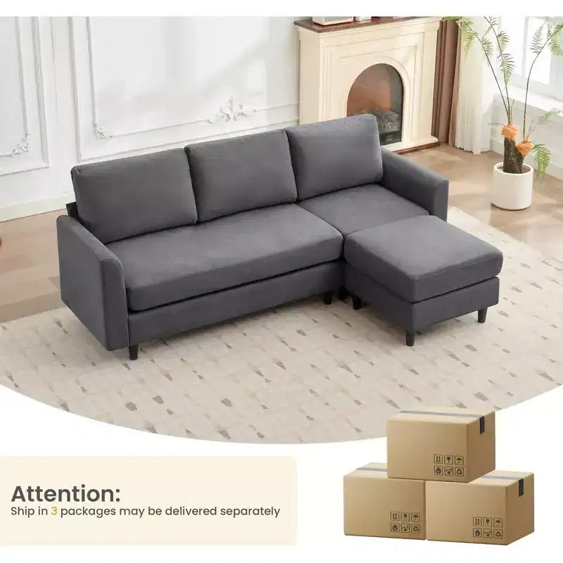Canapé d'angle Hyleory en tissu respirant doux au design chaleureux et épuré