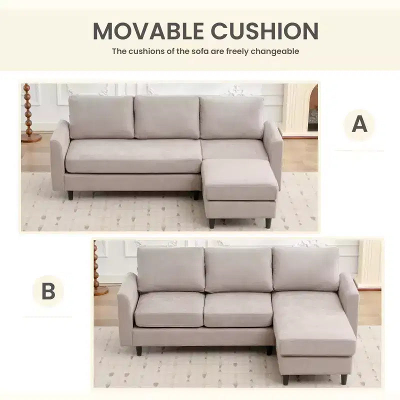 Canapé d'angle Hyleory en tissu respirant doux au design chaleureux et épuré