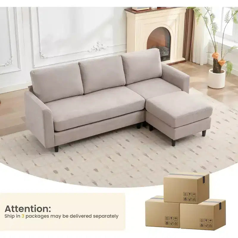 Canapé d'angle Hyleory en tissu respirant doux au design chaleureux et épuré