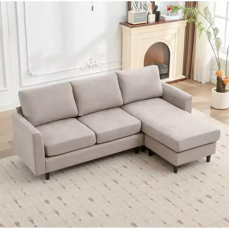 Canapé d'angle Hyleory en tissu respirant doux au design chaleureux et épuré