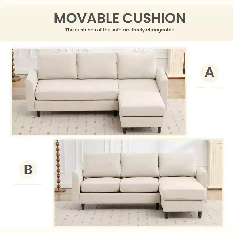 Canapé d'angle Hyleory en tissu respirant doux au design chaleureux et épuré