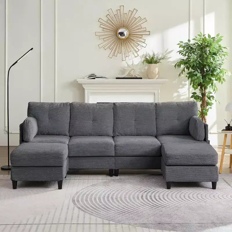 Canapés modulaires en forme de U Mjkone 89 avec 2 poufs, canapé 6 places